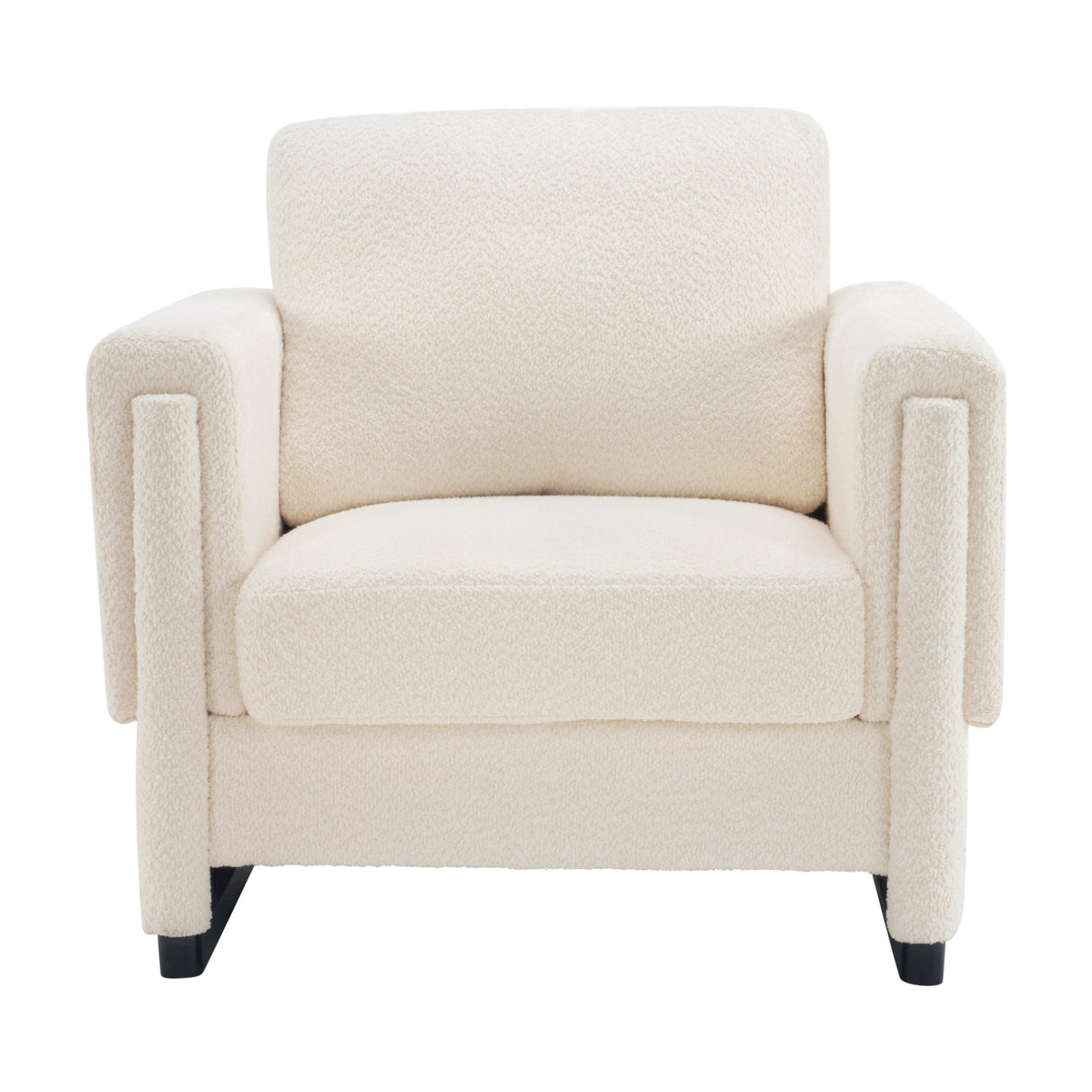 Modern Beige Boucle Upholstered Accent Armchair | OROA