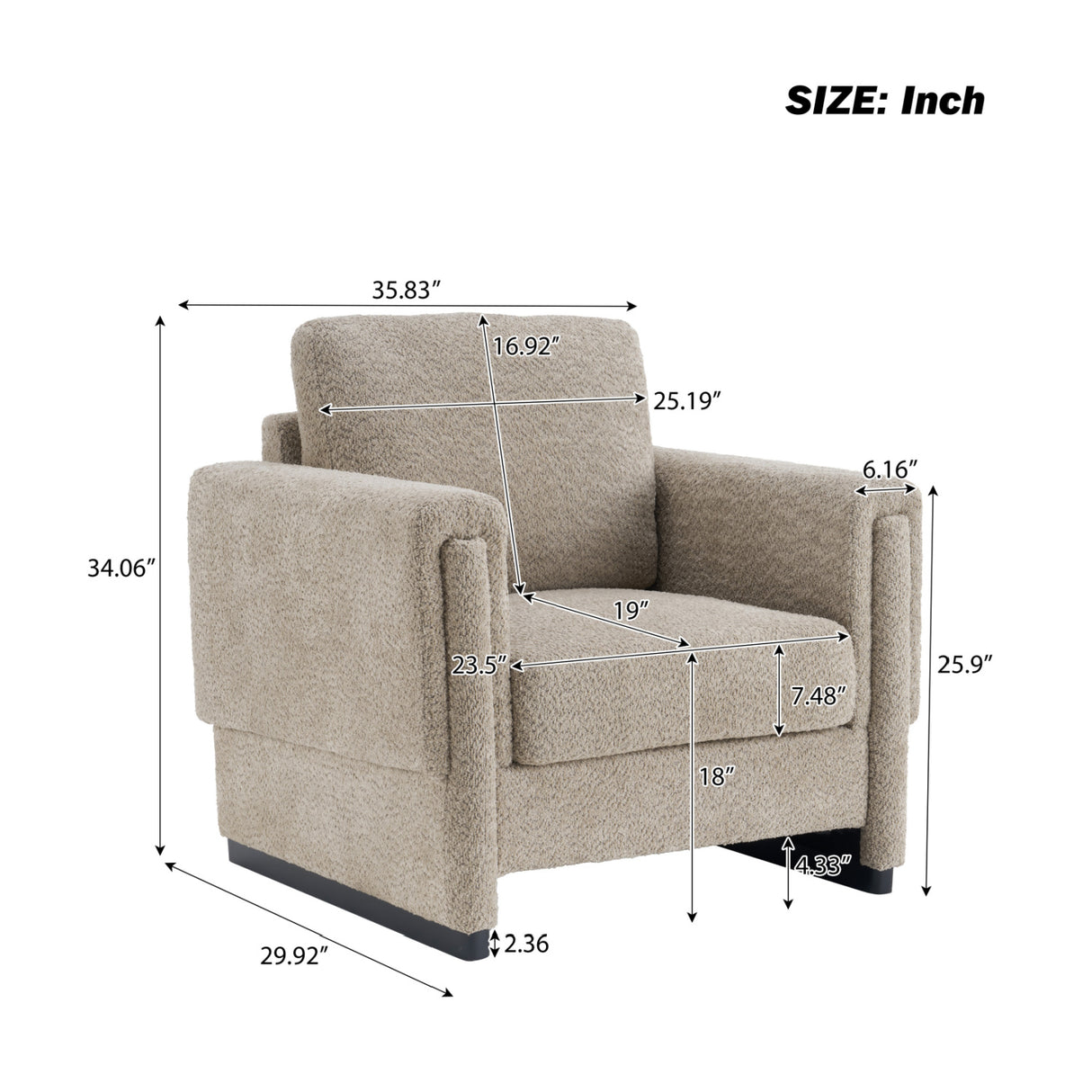 Brown Boucle Upholstered Accent Armchair | OROA