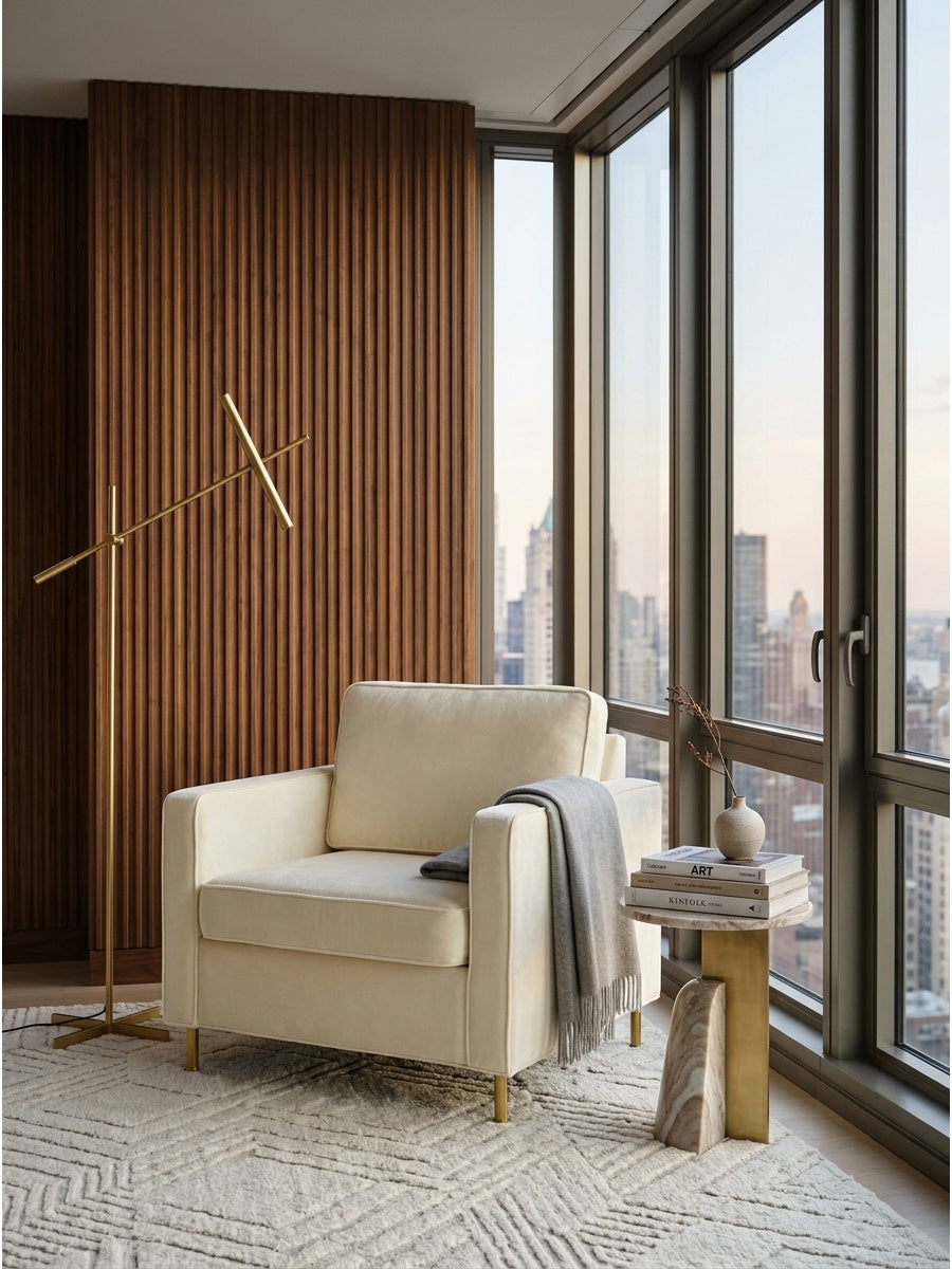 Modern Beige Chenille Upholstered Accent Chair | OROA