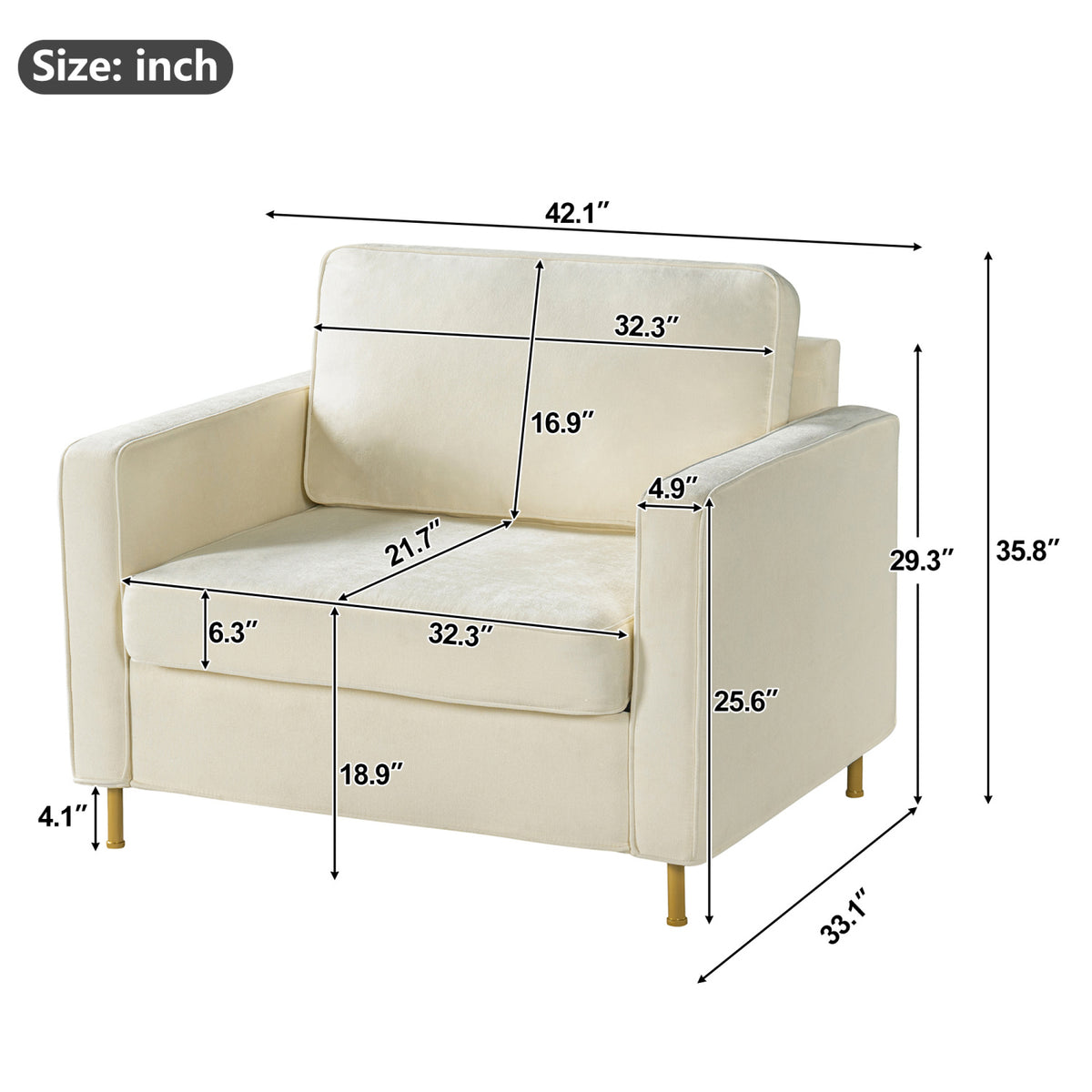 Modern Beige Chenille Upholstered Accent Chair | OROA