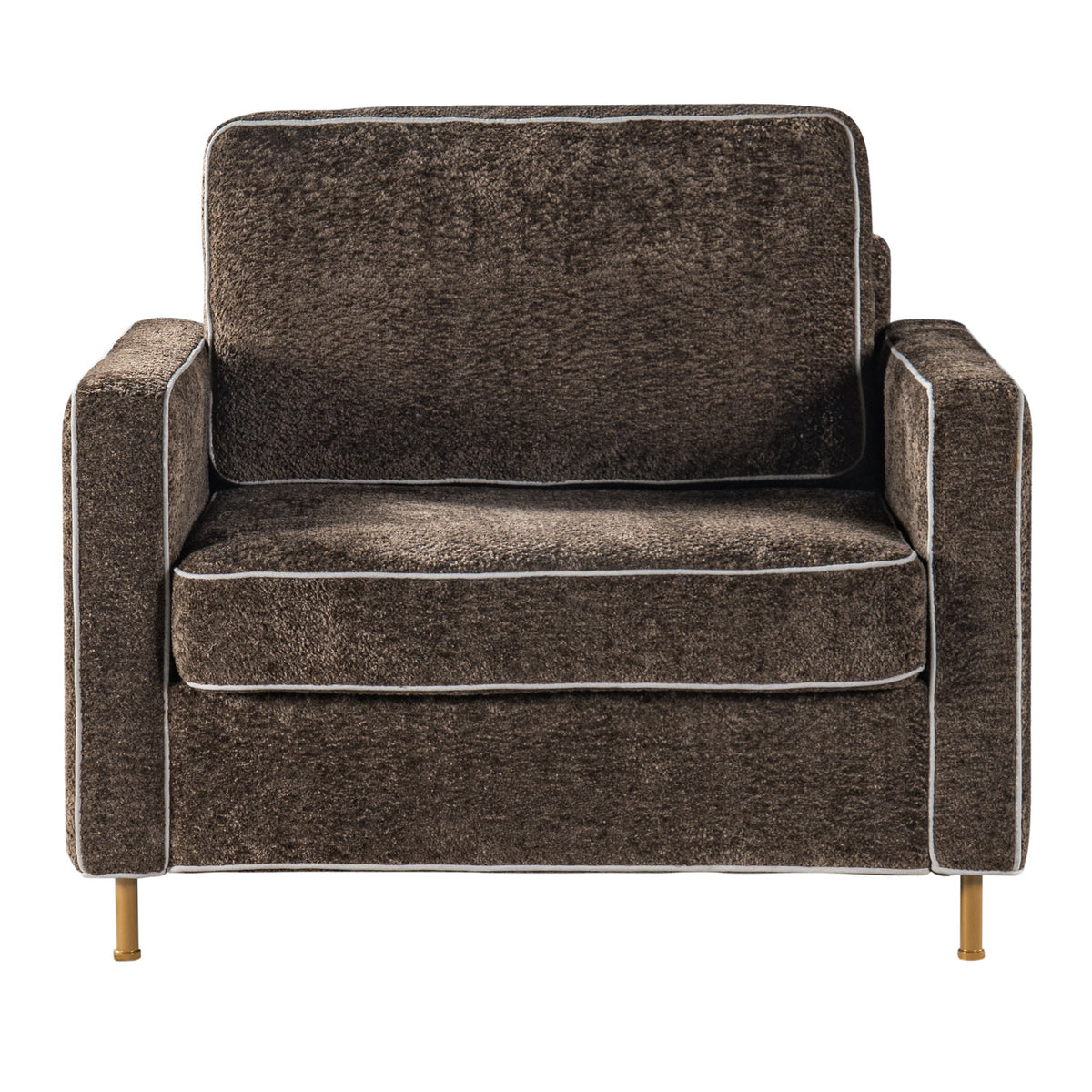 Modern Dark Brown Chenille Accent Chair with Square Arms | OROA
