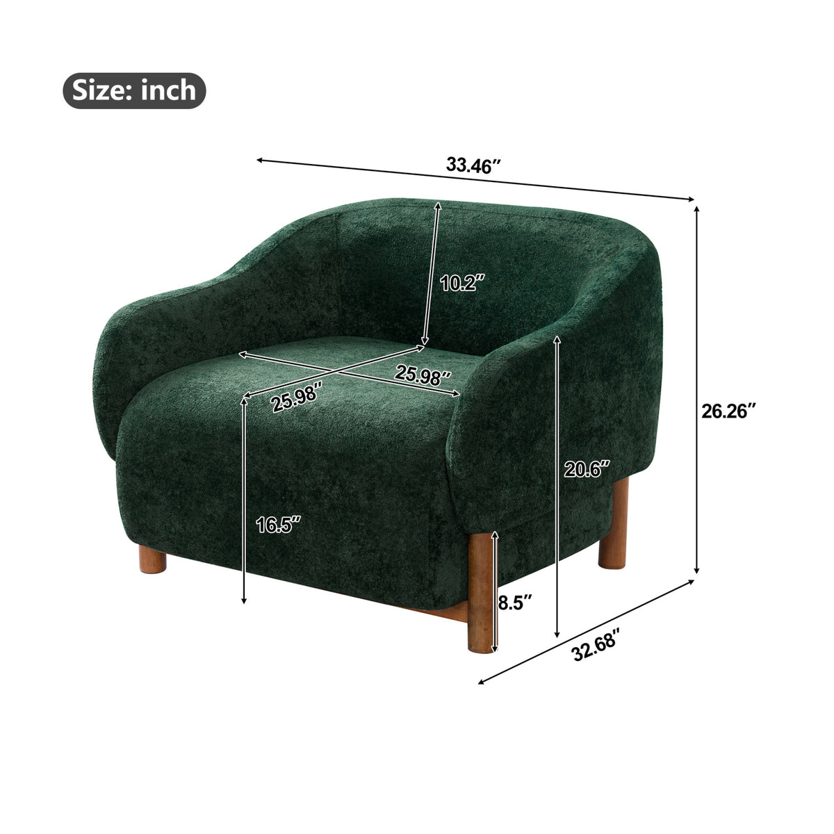 Modern European furniture - Modern Green Chenille Upholstered Accent Armchair - www.oroa.com