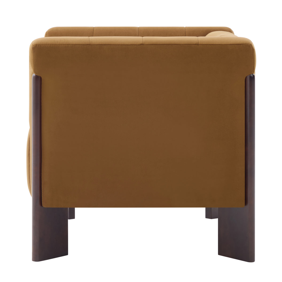 Modern Yellow Velvet Channel Tufted Accent Armchair | OROA