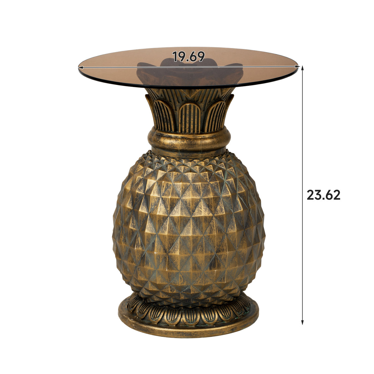 Indoor/Outdoor Pineapple Glass Top Side Table | OROA