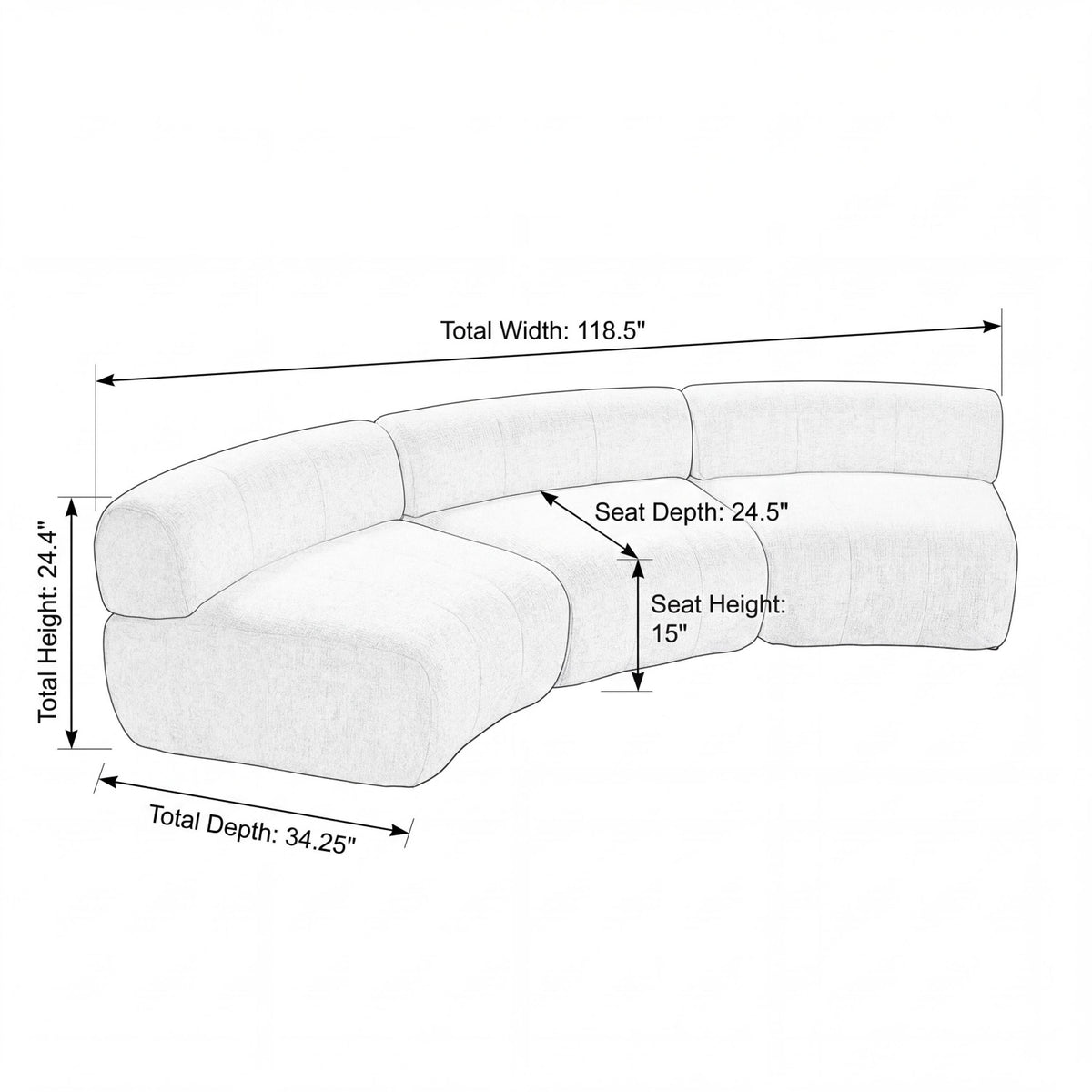 Curved Modular Compressed Foam Sectional Sofa | OROA
