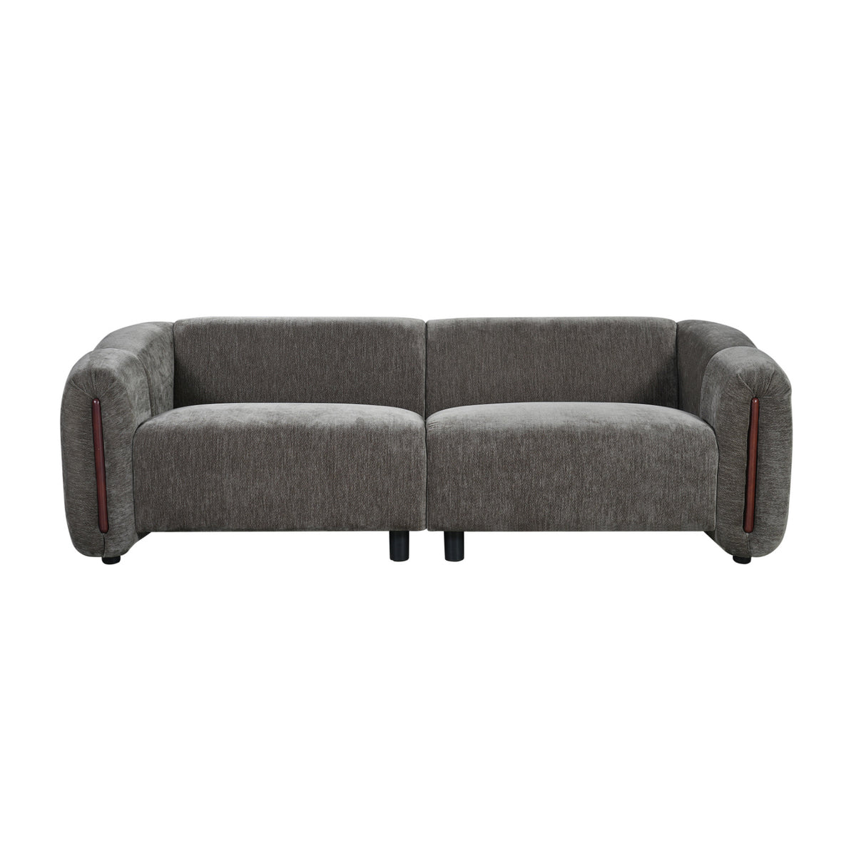 Gray Modern Curved Block Upholstered Sofa | OROA