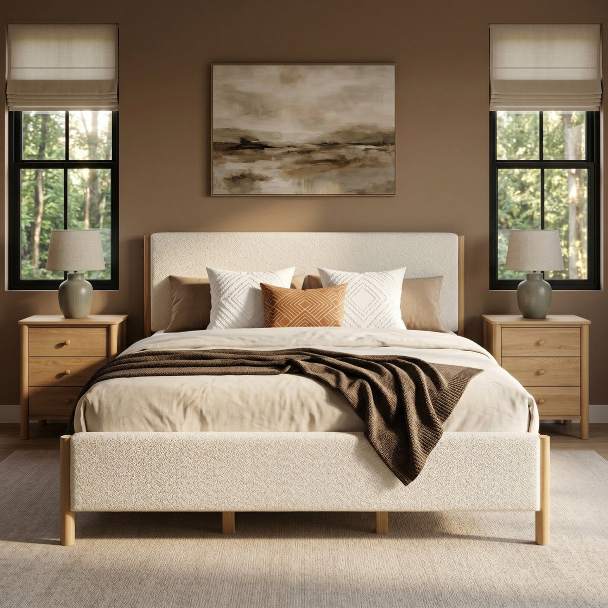 Modern White Upholstered King Bed | OROA