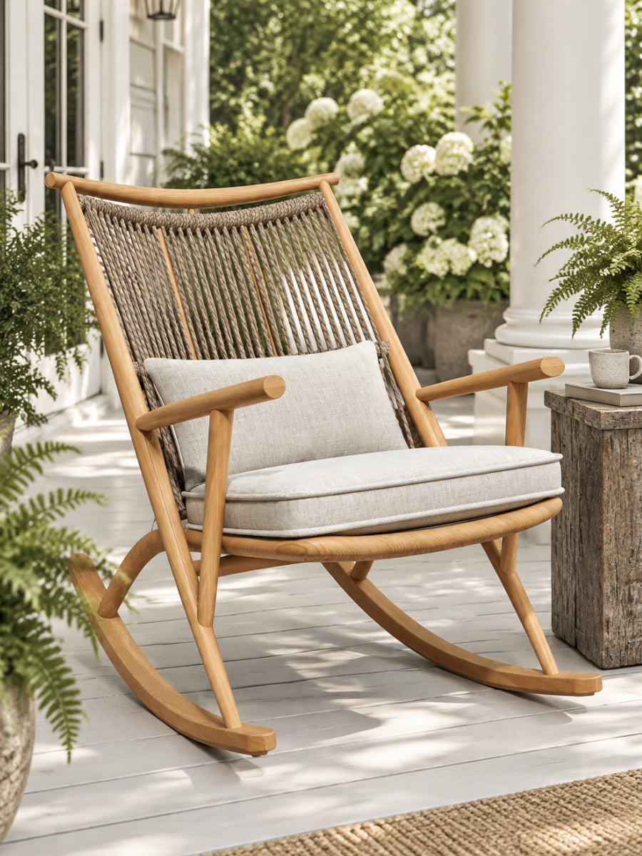 Modern European furniture - Rattan Backrest Outdoor Rocking Chair - www.oroa.com