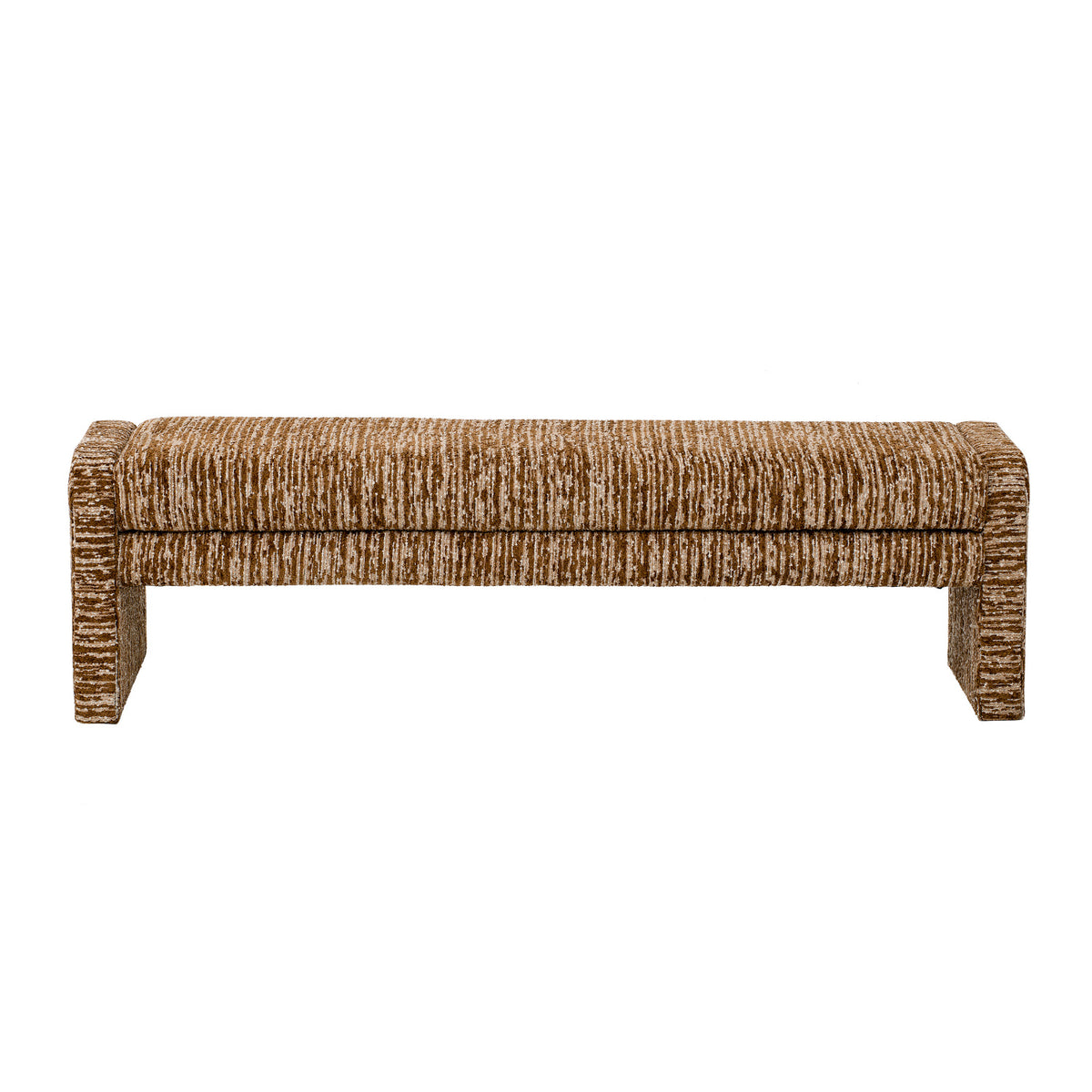 Modern European furniture - Rustic Brown Striped Upholstered Bench - www.oroa.com
