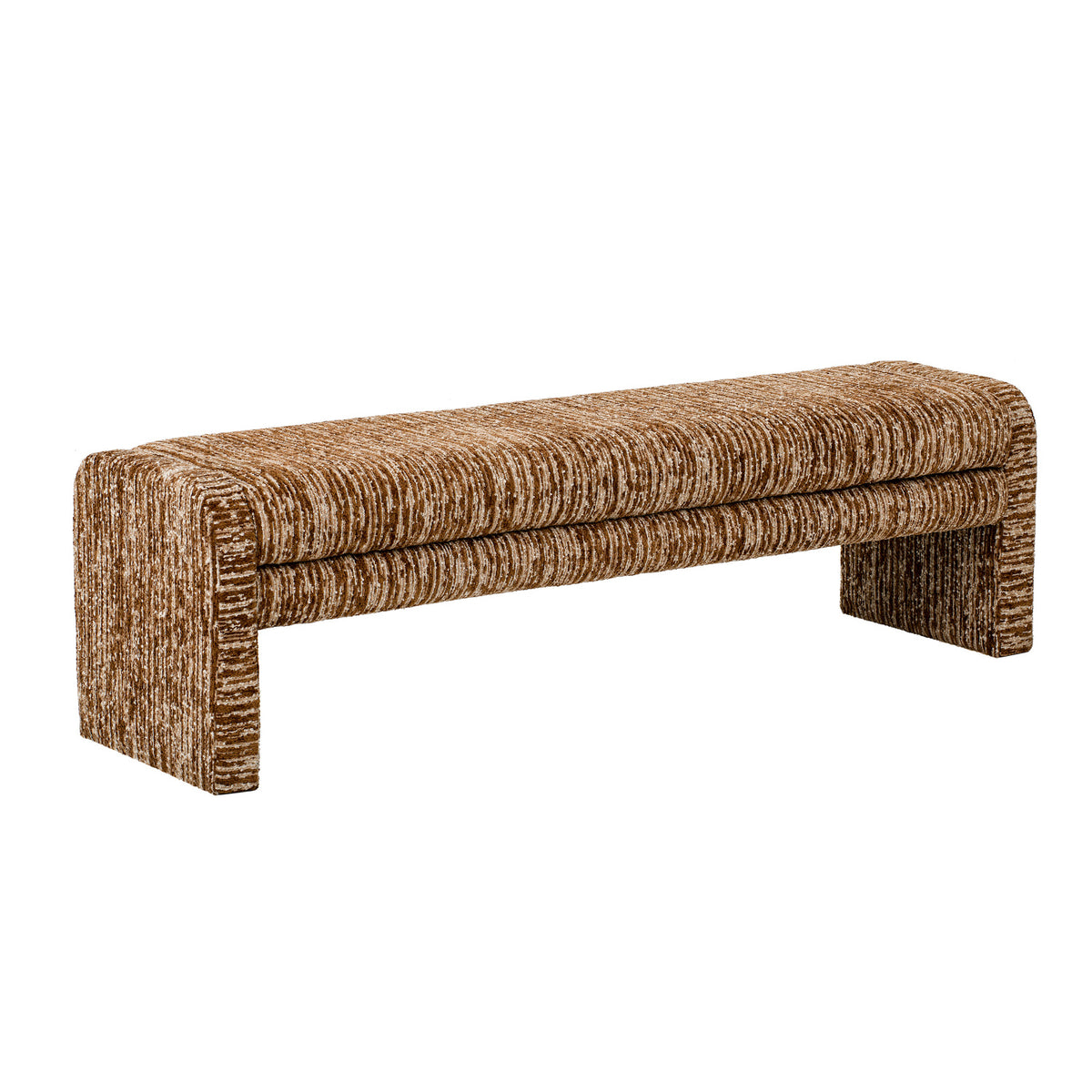Modern European furniture - Rustic Brown Striped Upholstered Bench - www.oroa.com