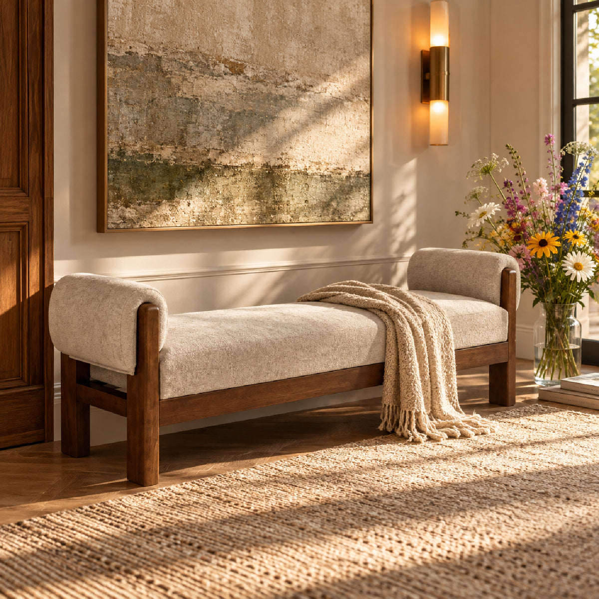 Upholstered Accent Ottoman Bench by OROA