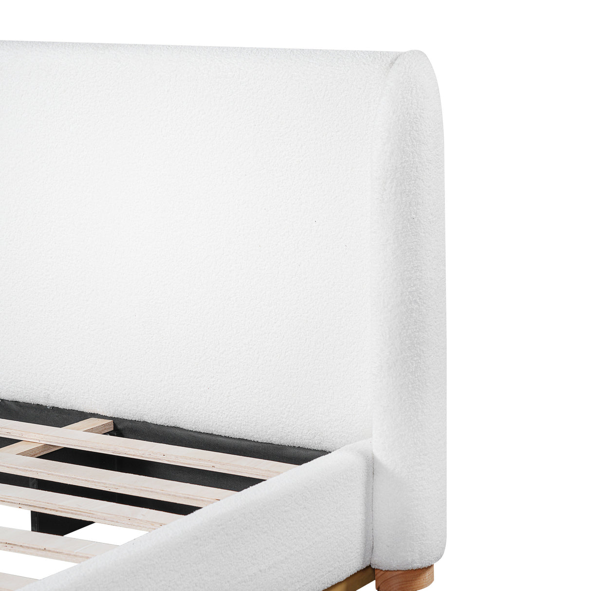 White Bouclé Winged King Bed | OROA