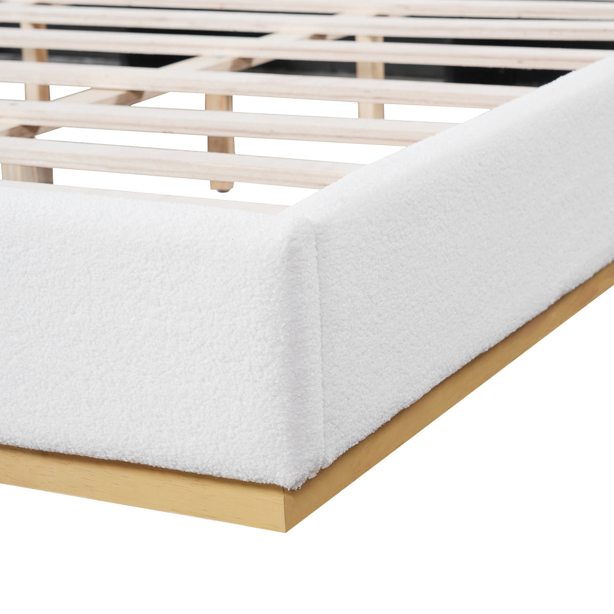 White Bouclé Winged King Bed | OROA