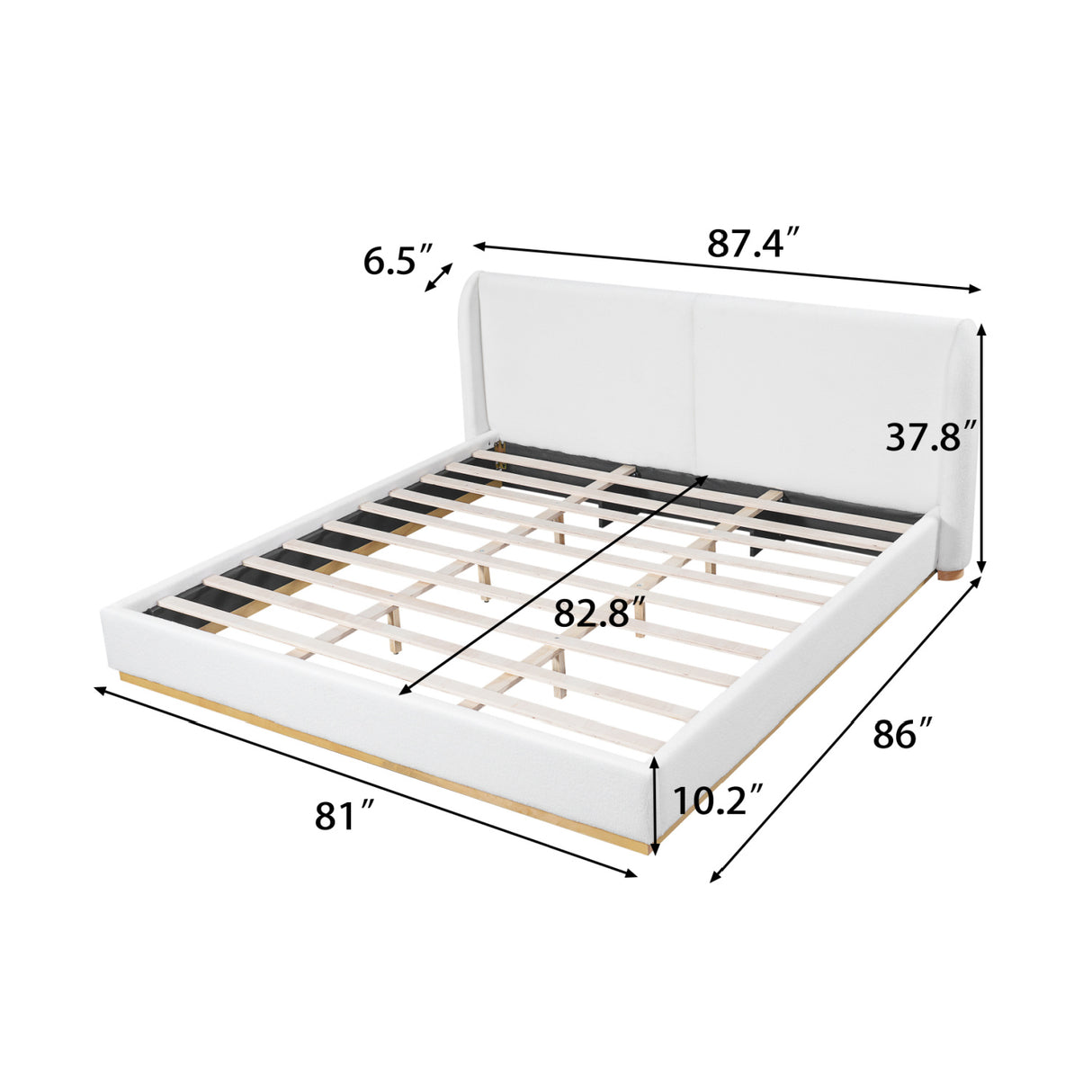 White Bouclé Winged King Bed | OROA
