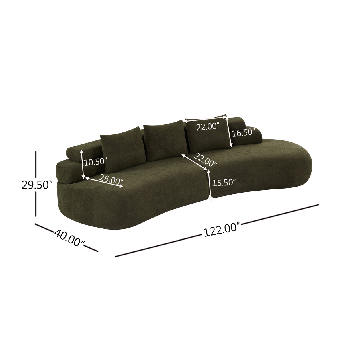 Olive Green Curved Sectional Sofa | OROA