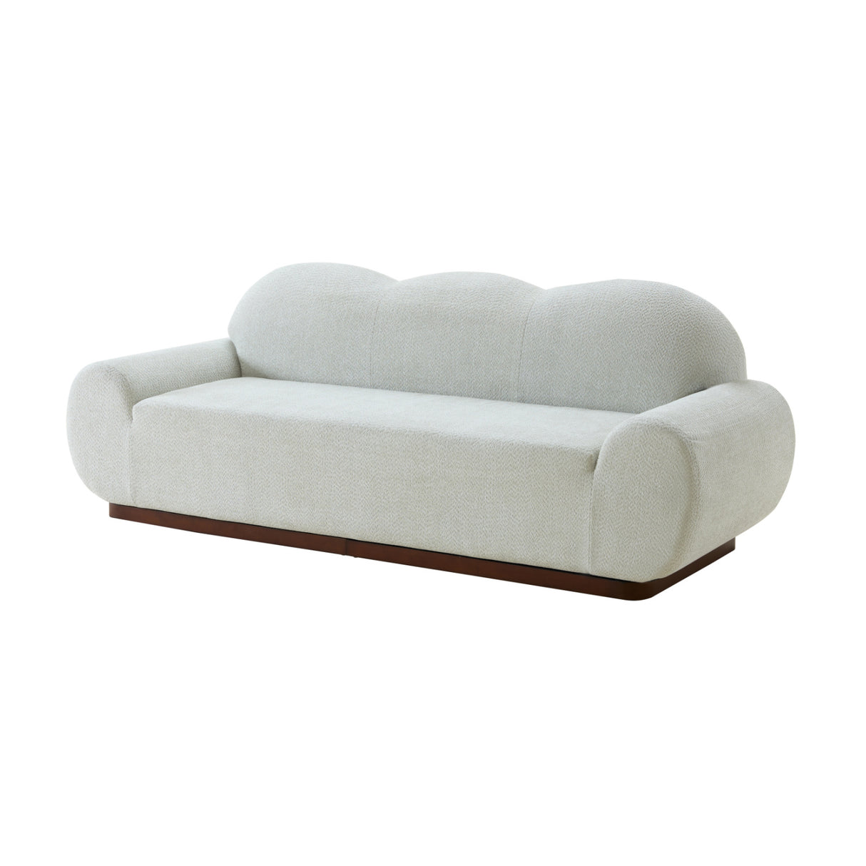 Modern Light Green Curved Boucle 3-Seater Sofa | OROA