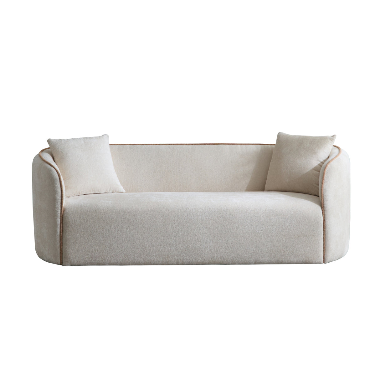 Beige Curved Boucle 3-Seater Sofa | OROA