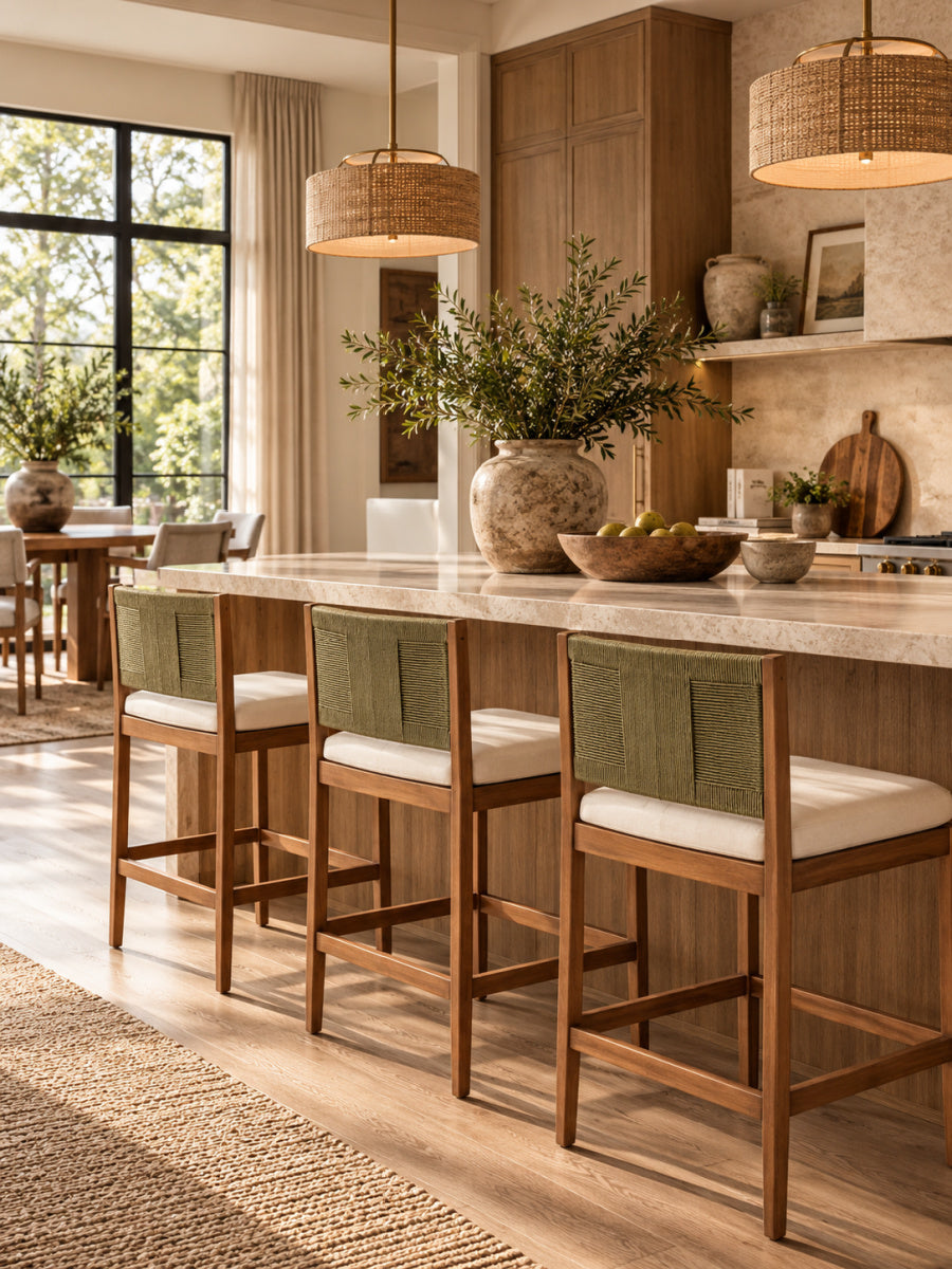 Outdoor Acacia Wood Bar Stools (2) | OROA