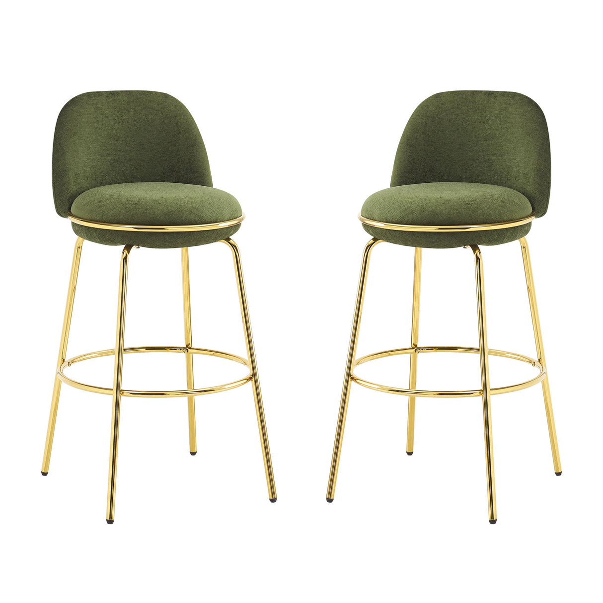 Modern Luxury Green Upholstered Barstools (2) | OROA