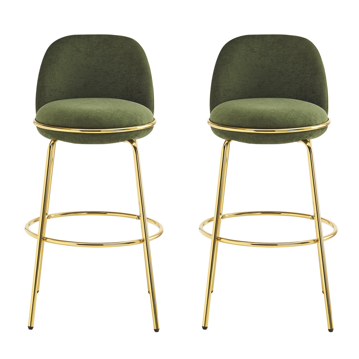 Modern Luxury Green Upholstered Barstools (2) | OROA