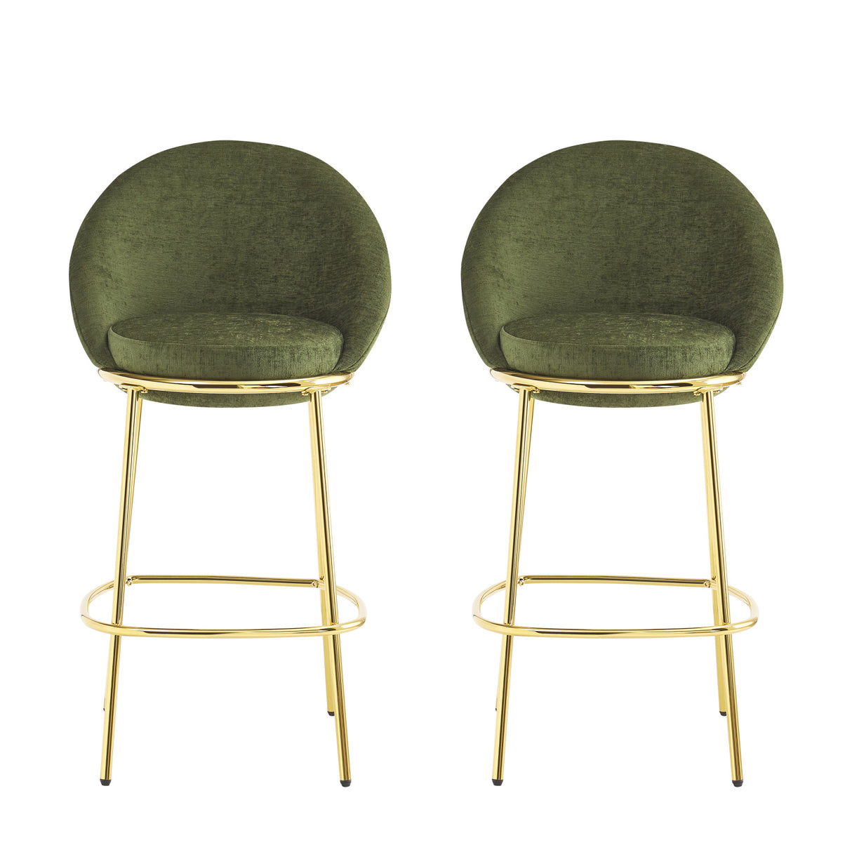 Olive Green Upholstered Barstools (2) | OROA