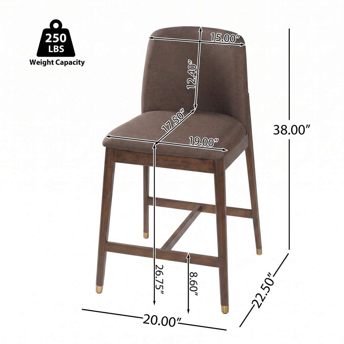 Modern European furniture - Walnut Wooden Counter Stools (2) - www.oroa.com
