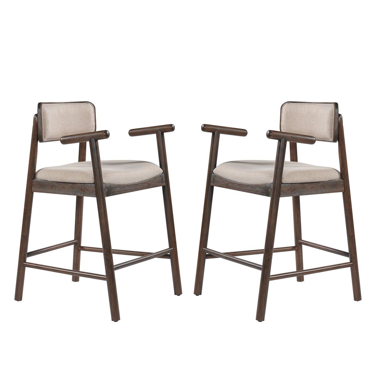 Alaya Minimalist Walnut Counter Height Bar Chairs (2) | OROA