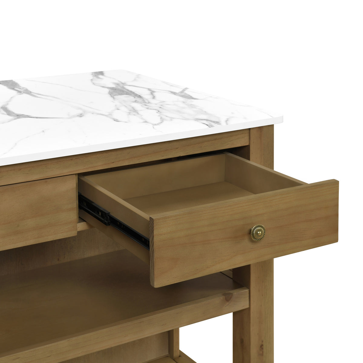Rustic Marble Wooden Kitchen Island | OROA