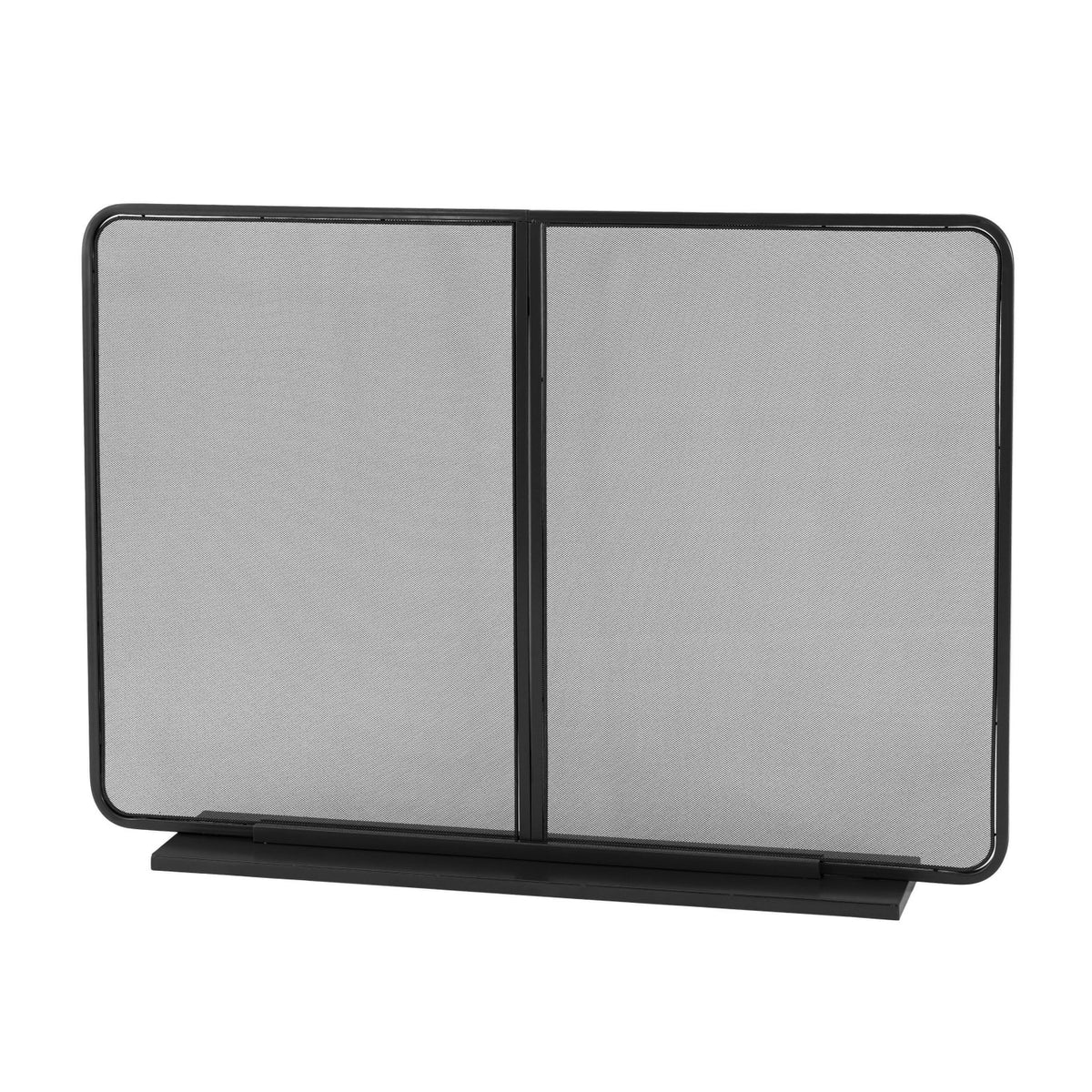 Black Two‑Panel Freestanding Fireplace Screen | OROA