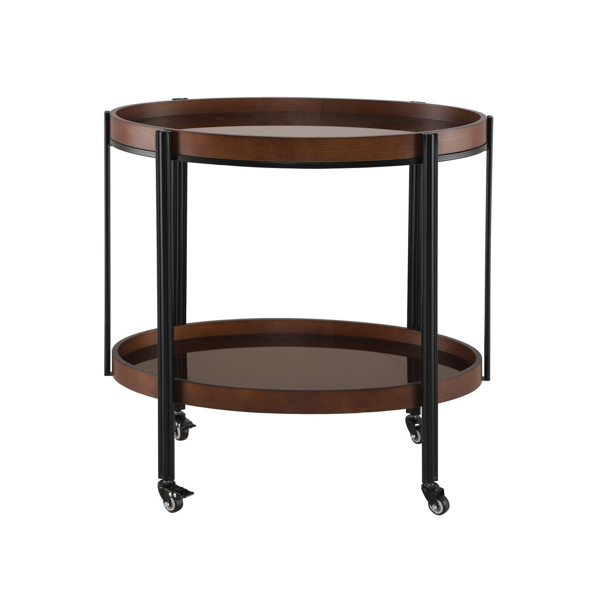 Oval 2-Tier Dark Walnut Bar Cart | OROA