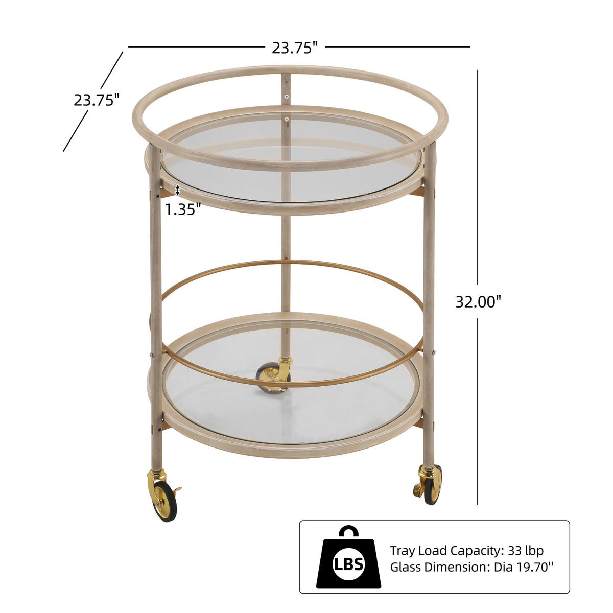 Gold Accents Round Bar Cart | OROA