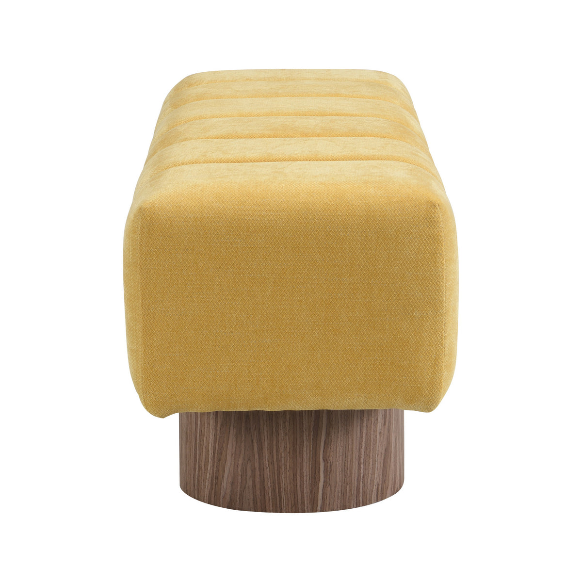 No-Assembly Yellow Chenille Upholstered Bench | OROA
