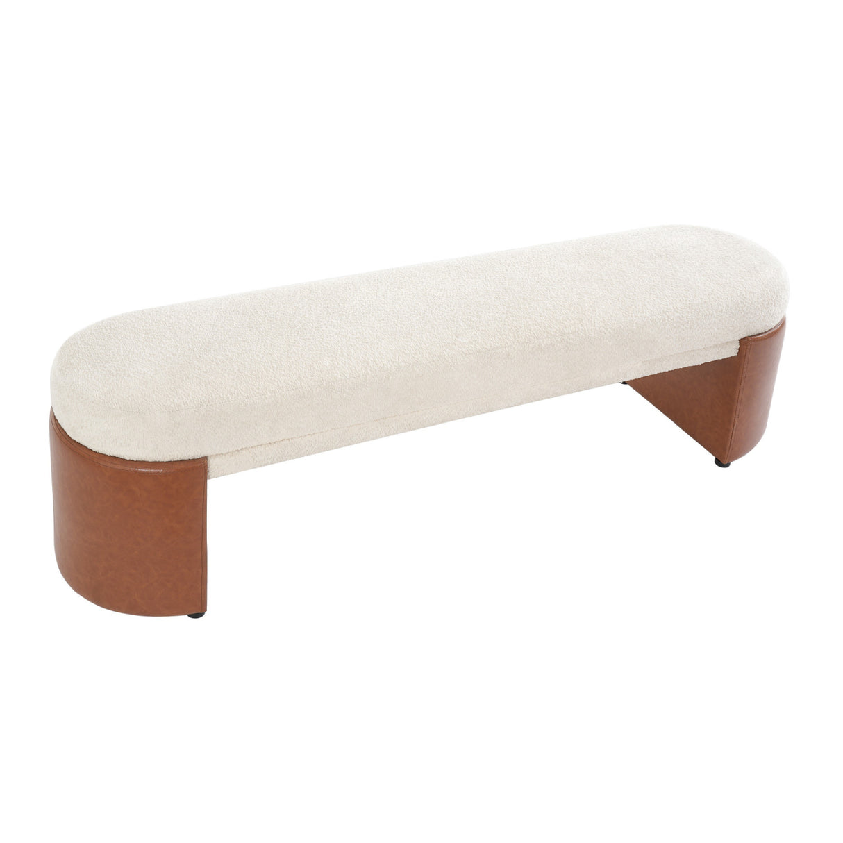 Two-Tone Boucle Upholstered Dining Bench | OROA