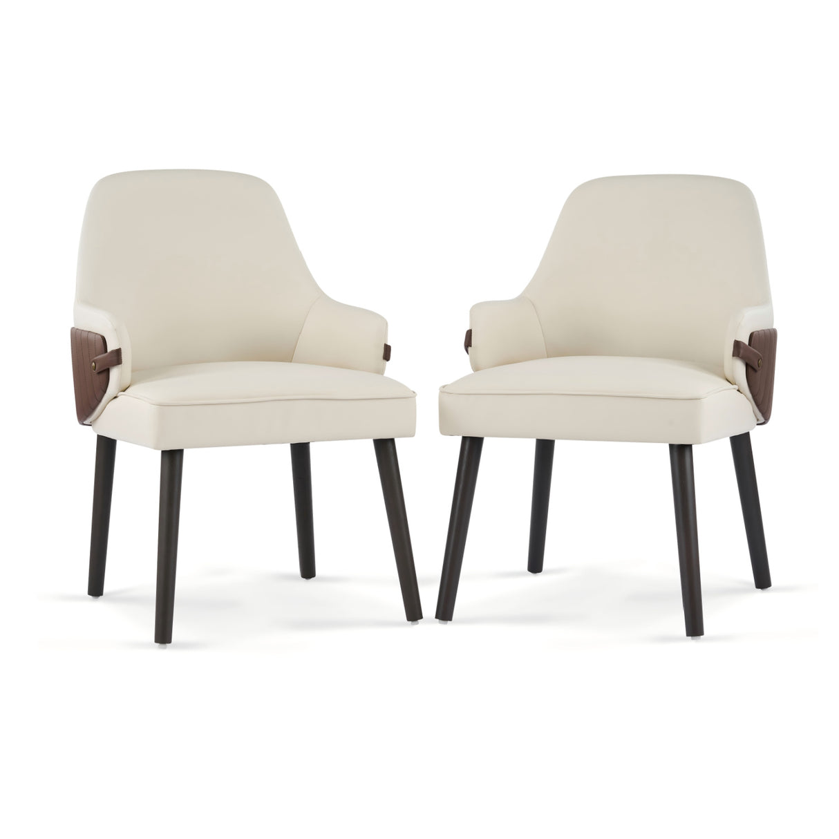Modern Beige Brown Fabric Dining Chairs (2) | OROA