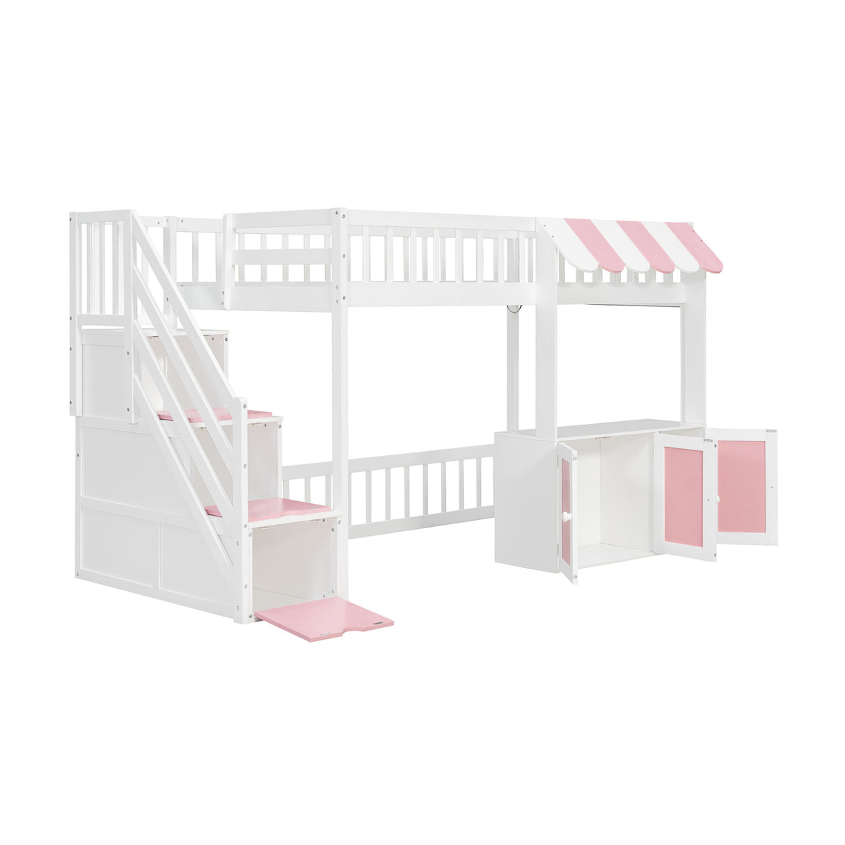 Twin Size Loft Bed with Storage Steps LED Light | OROA Kids