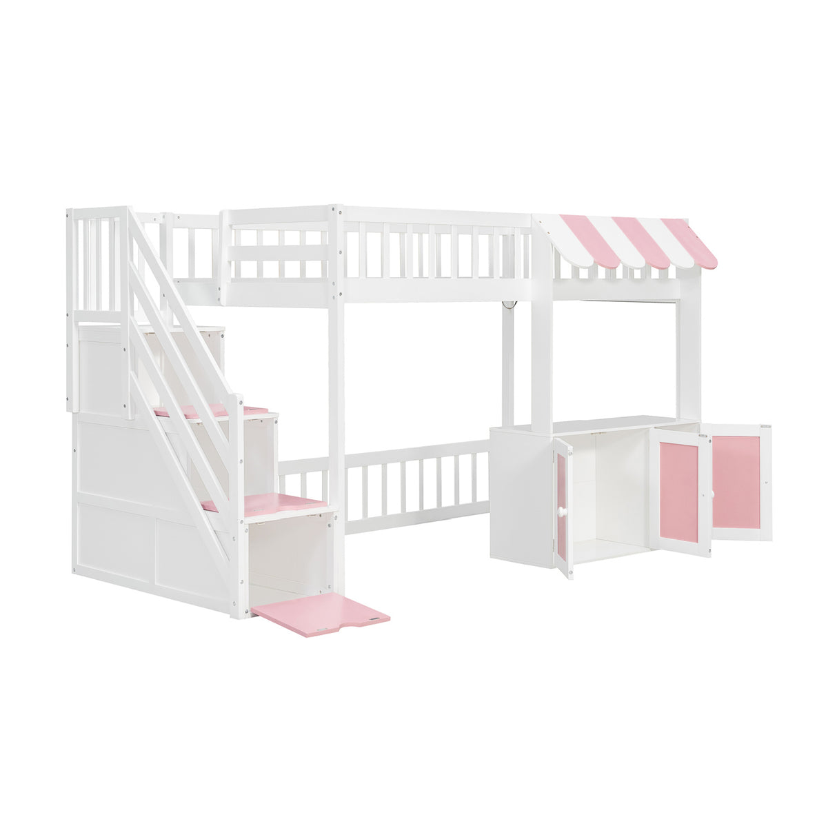 Twin Size Loft Bed with Storage Steps LED Light | OROA Kids