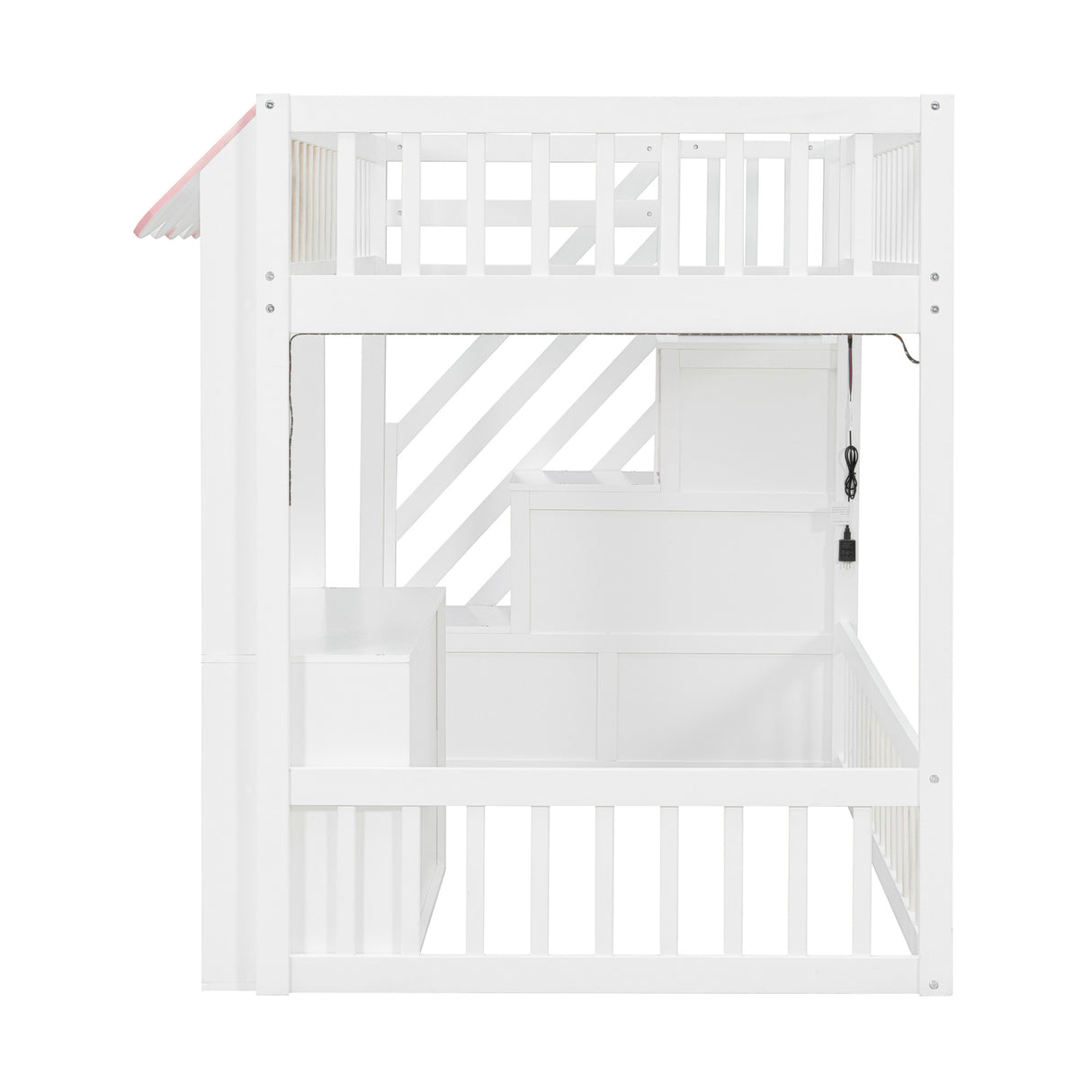 Twin Size Loft Bed with Storage Steps LED Light | OROA Kids