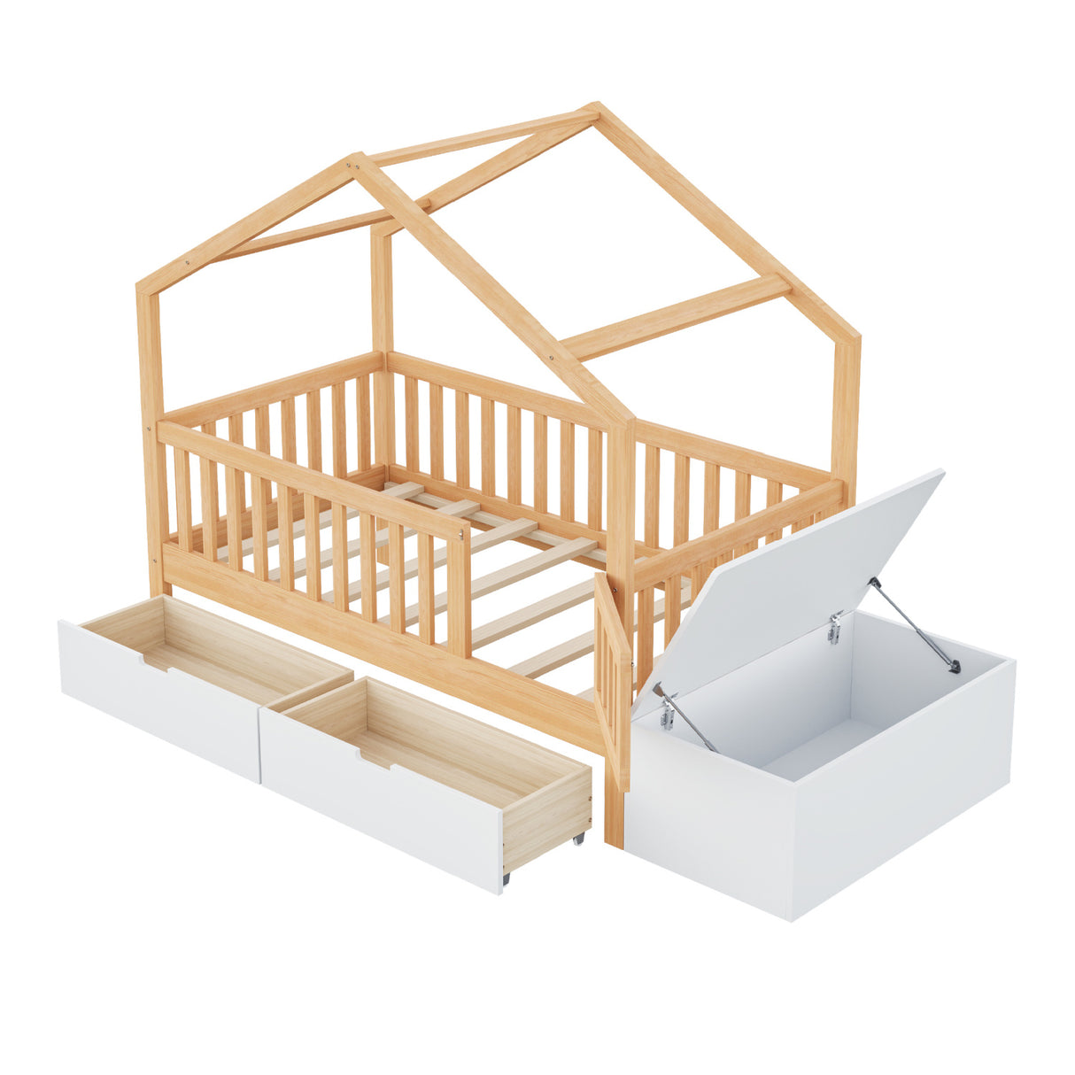 Solid Wood Bed Frame with Storage | OROA Kids