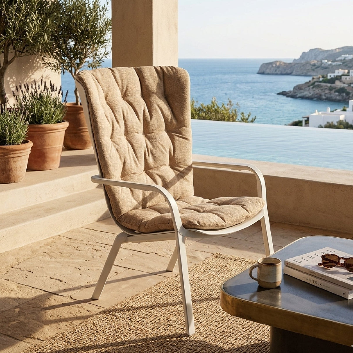 Square Perforated Reclining Outdoor Armchair – Folio – outdoor alternate view 14