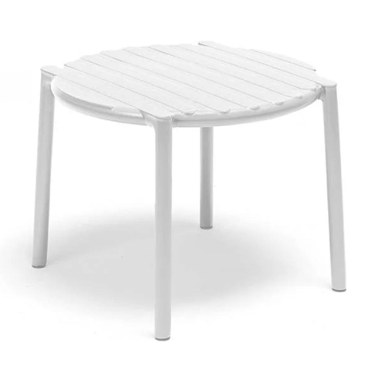 Slatted Round Outdoor Coffee Table – Doga – outdoor front view