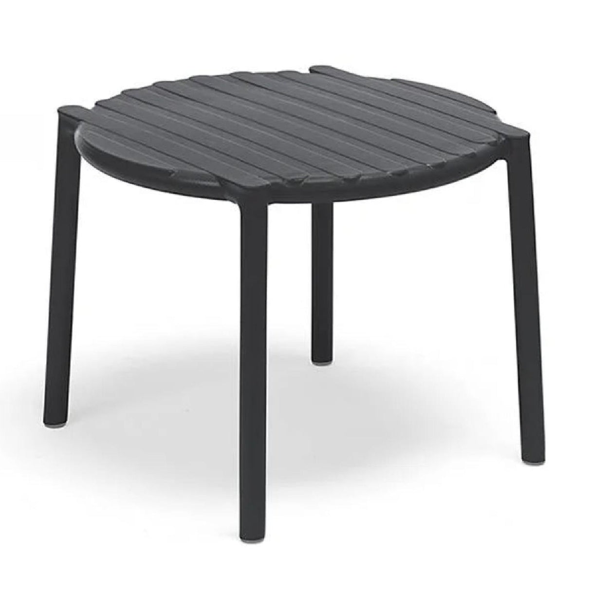 Slatted Round Outdoor Coffee Table – Doga – outdoor side profile