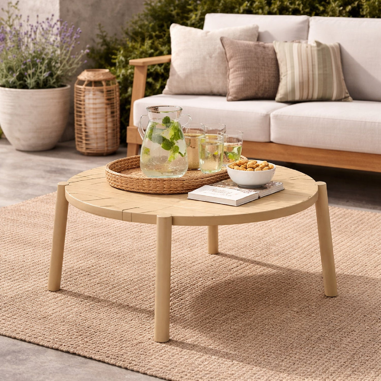 Slatted Round Outdoor Coffee Table – Doga – outdoor alternate view 16