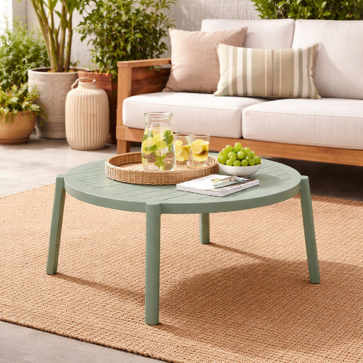 Slatted Round Outdoor Coffee Table – Doga – outdoor alternate view 6
