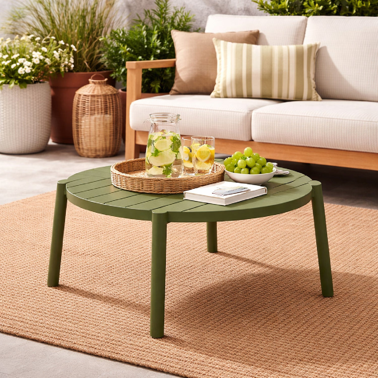 Slatted Round Outdoor Coffee Table – Doga – outdoor alternate view 8