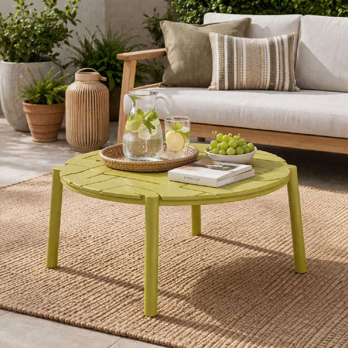 Slatted Round Outdoor Coffee Table – Doga – outdoor alternate view 10