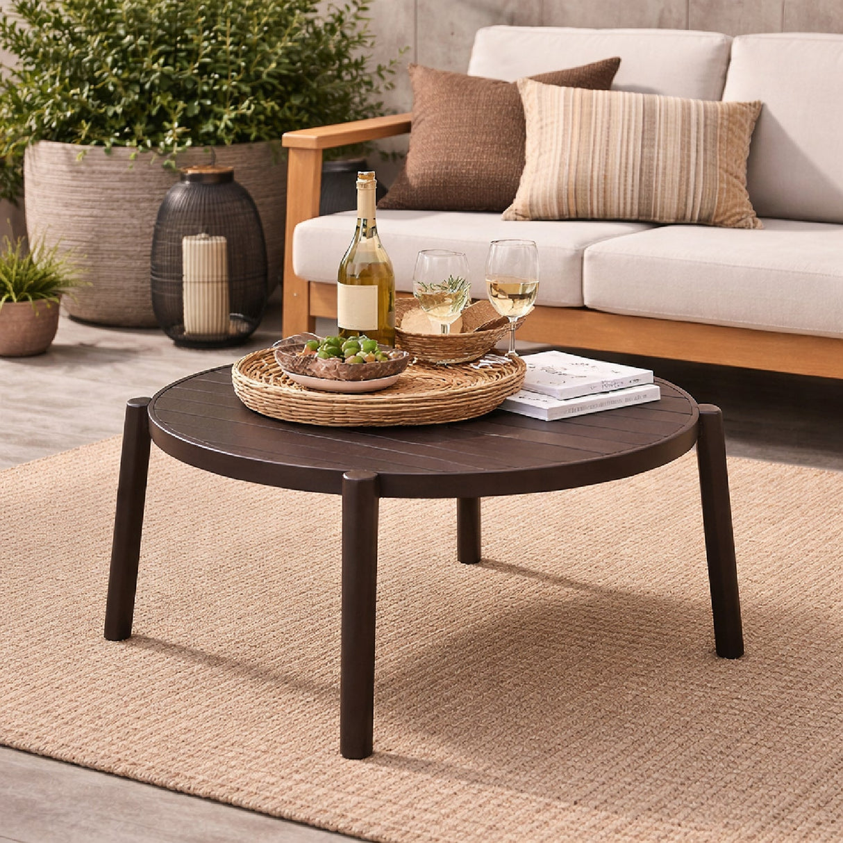 Slatted Round Outdoor Coffee Table – Doga – outdoor alternate view 14
