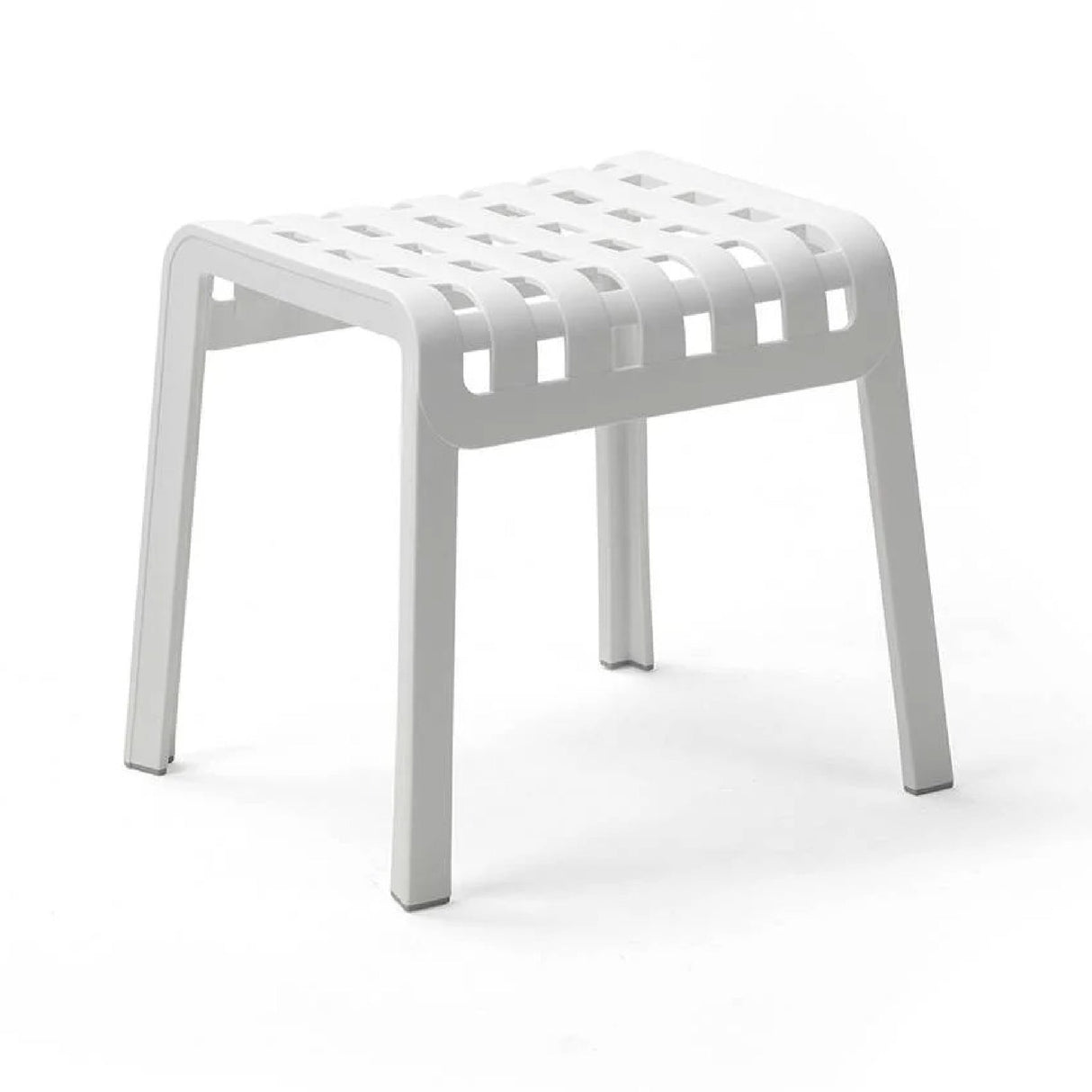 Square Perforated Outdoor Footstool – Poggio – outdoor front view