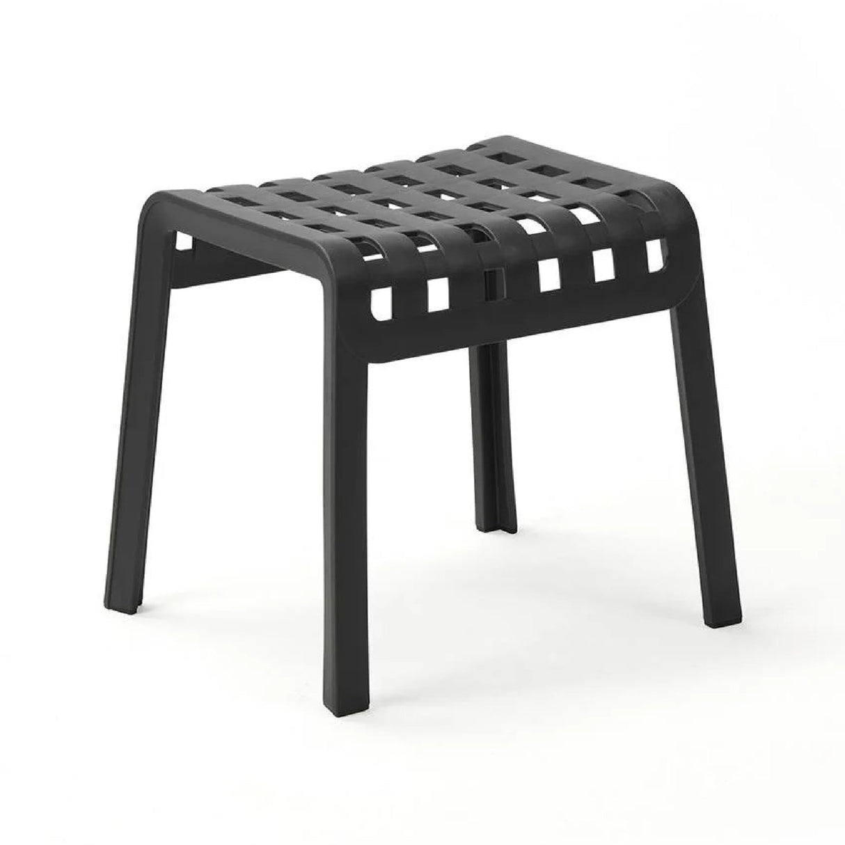 Square Perforated Outdoor Footstool – Poggio – outdoor side profile