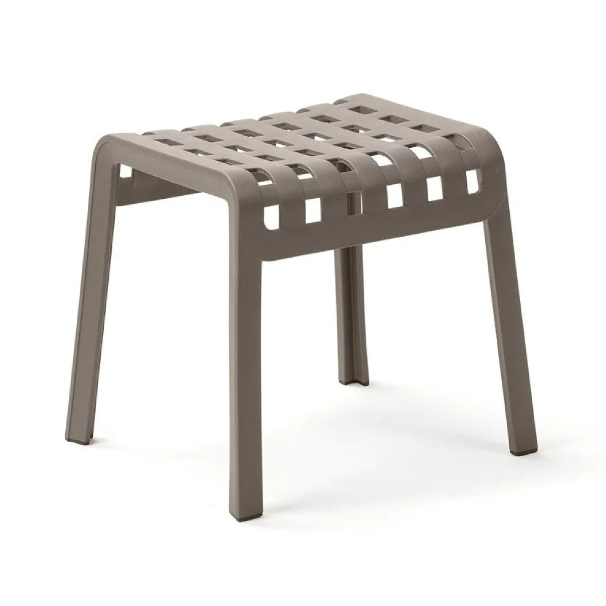Square Perforated Outdoor Footstool – Poggio – outdoor rear view