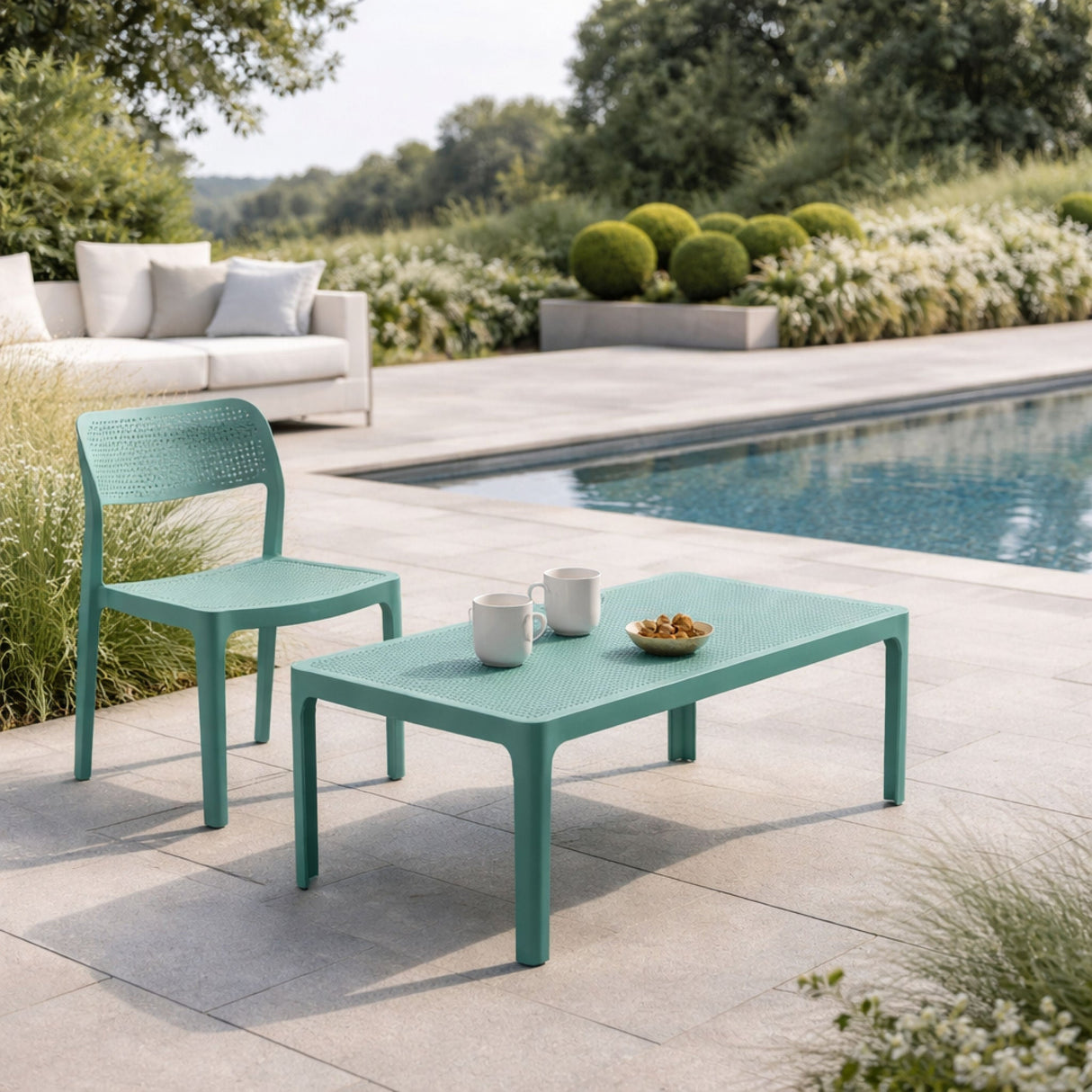 Outdoor Perforated Rectangular Coffee Table – Net – outdoor alternate view 6